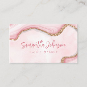 Elegant Guld Glitter Rosa Marble Swirl Watercolor Visitkort