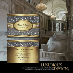 Elegant Guld Glitter Silver Gnistra Stars diamante Visitkort