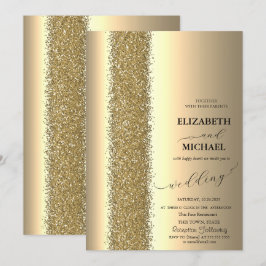 Elegant Guld Glitter Skrift Bröllop Inbjudningar