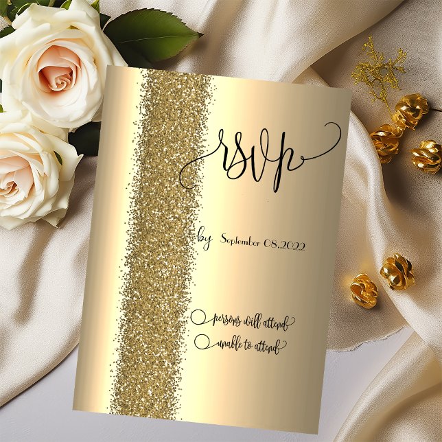 Elegant guld glitter skrift RSVP  Inbjudningar (Skapare uppladdad)