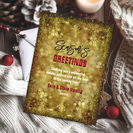 Elegant guld glitter snöflingor jul hälsning julkort