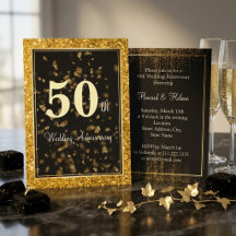 Elegant guld glitter svart bröllopsjubileum