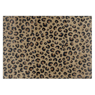 Elegant Guld Glitter Svart Leopardtryck