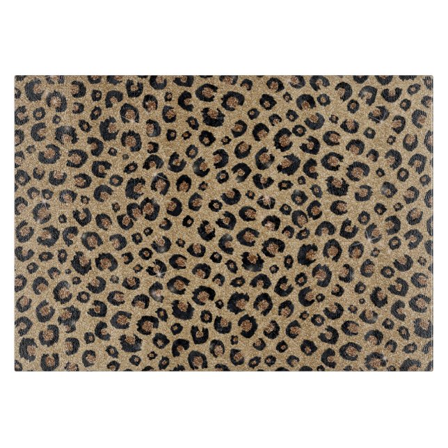 Elegant Guld Glitter Svart Leopardtryck (Framsidan)