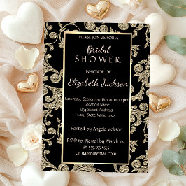 Elegant Guld Glitter Swirls Möhippa Inbjudningar