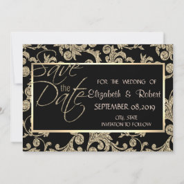 Elegant Guld Glitter Swirls Spara datum Datumet