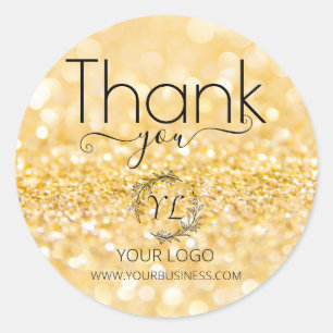 Elegant Guld Glitter Tack - lägg till Logotyp Runt Klistermärke