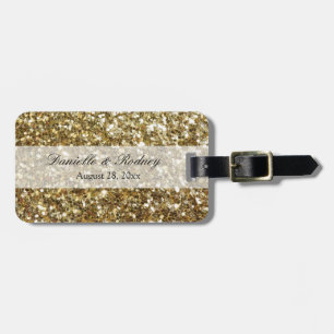 Elegant Guld Glitter tryckt Bröllop Bagagebricka