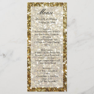 Elegant Guld Glitter tryckt Bröllop Meny
