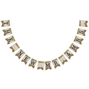 Elegant Guld Glitter tryckt Bröllop Vimplar