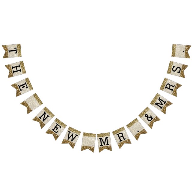 Elegant Guld Glitter tryckt Bröllop Vimplar (Alla)