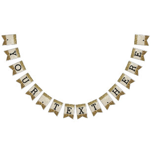 Elegant Guld Glitter tryckt Bröllop Vimplar