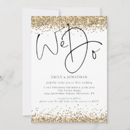 Elegant Guld Glitter Vi Gör QR Bröllop Inbjudningar