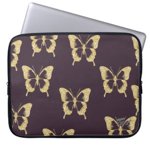 elegant guld- glitterfjäril laptop fodral