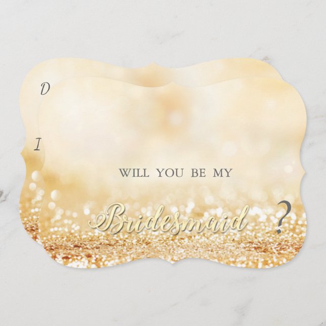 Elegant guld glitterig bokeh, brudtärna-kort inbjudningar (Fram/baksida)