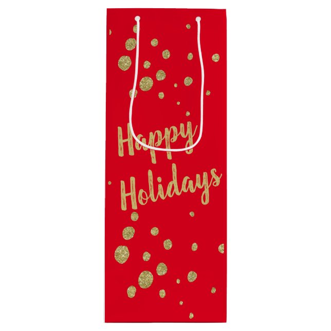 Elegant Guld Gnistra Glad helg Red Vin Gift (Framsidan)