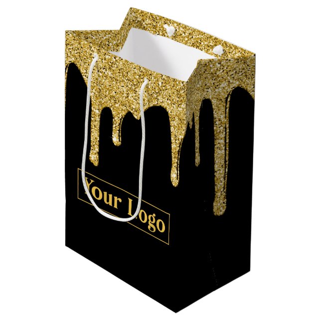 Elegant Guld Gnistra Glitter Drives Business Logot (Framsidan Vinklad)