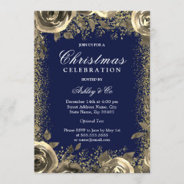 Elegant Guld Gnistra Glitter jul Party Inbjudningar