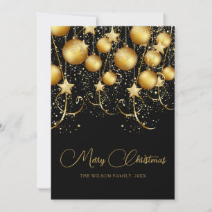 Elegant Guld Gnistra Jul Bauble Julkort