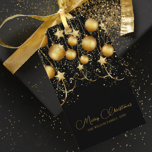 Elegant Guld Gnistra Jul Bauble Presentetikett