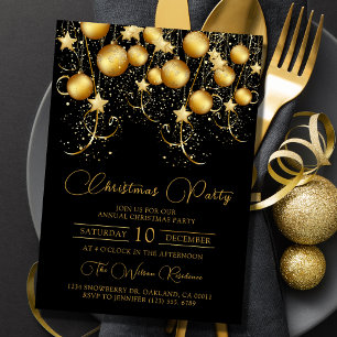 Elegant Guld Gnistra jul Party Bauble Inbjudningar