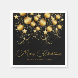 Elegant Guld Gnistra jul Party Bauble Pappersservett