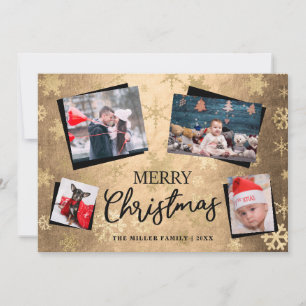 Elegant Guld God jul Anpassningsbar Photo Collage Julkort