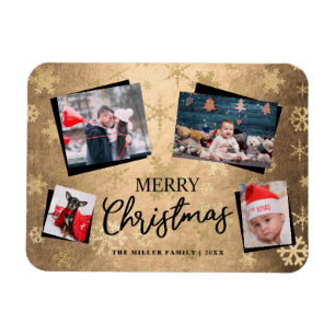 Elegant Guld God jul Anpassningsbar Photo Collage Magnet