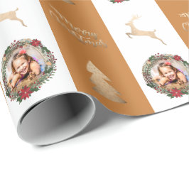 Elegant Guld God jul Anpassningsbar Photo Wrappin Presentpapper