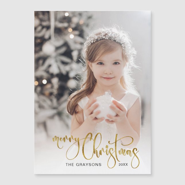 Elegant Guld God jul Calligraphy Photo (Framsida)