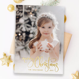 Elegant Guld God jul Calligraphy Photo