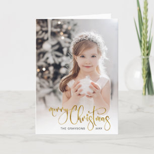 Elegant Guld God jul Calligraphy Photo Helgkort