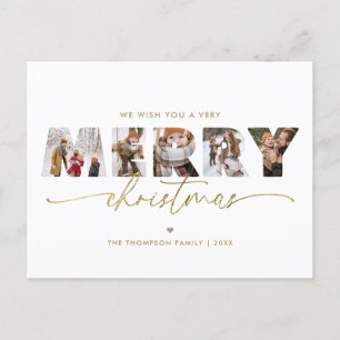 Elegant Guld God jul fotokollage Helg Vykort