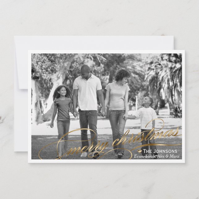 Elegant Guld God jul-fotokort Julkort (Framsida)