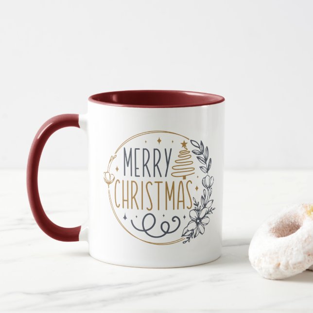 Elegant Guld God jul Modern Typografi Mugg (Med munk)