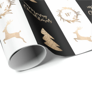 Elegant Guld God jul Monogram   Presentpapper