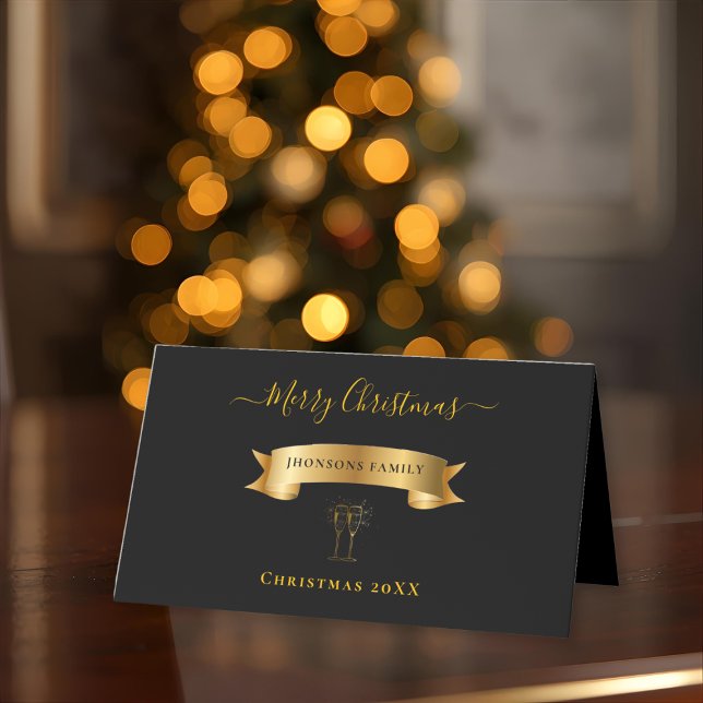 Elegant Guld God Jul Personlig  Placeringskort (Skapare uppladdad)