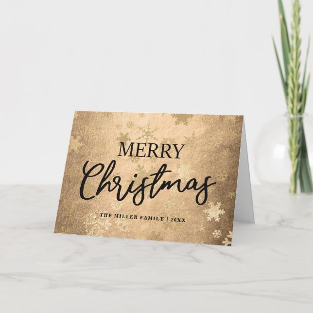 Elegant Guld God jul Snowflake Mönster Kort (Framsida)
