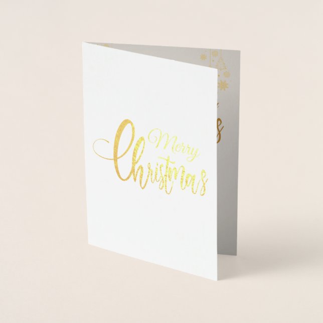 Elegant Guld God jul Träd Anpassningsbar Foto Foi Folierat Kort (Framsida)