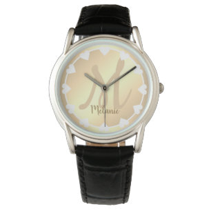 Elegant Guld Golden Coola Ombre Monogram Namn Armbandsur