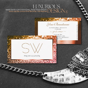 Elegant Guld Golden Glitter Monogram Visitkort