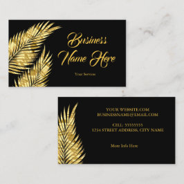 Elegant Guld Golden Palms svart visitkort