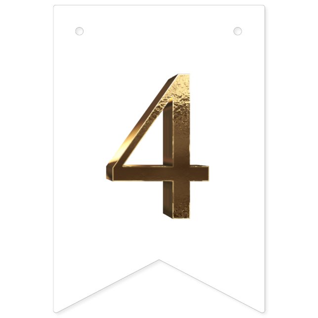 Elegant Guld Gott nytt år 2024 Numbers White Vimplar (Femte flaggan)