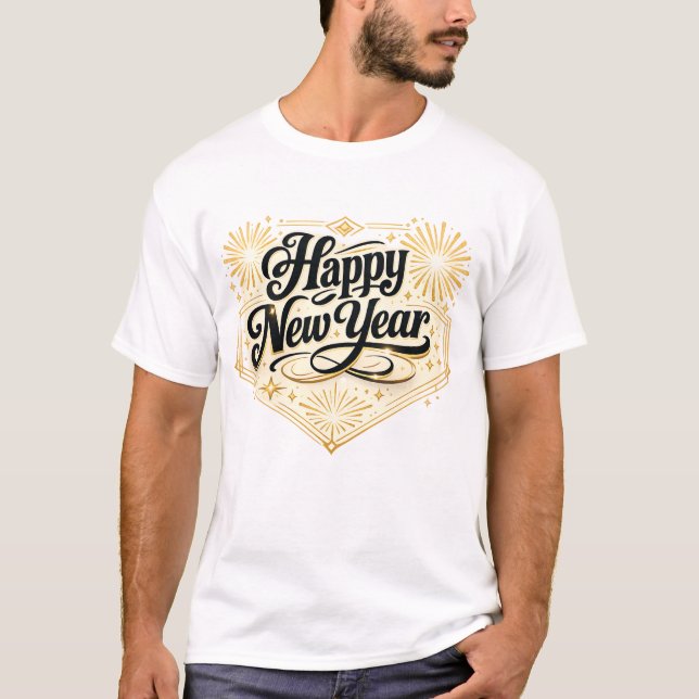 Elegant Guld Gott Nytt År Festlig Firande De T Shirt (Framsida)