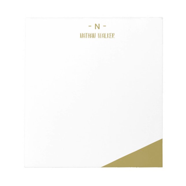 Elegant Guld & Grå Monogram I Minimalistisk Elegan Anteckningsblock (Framsida)