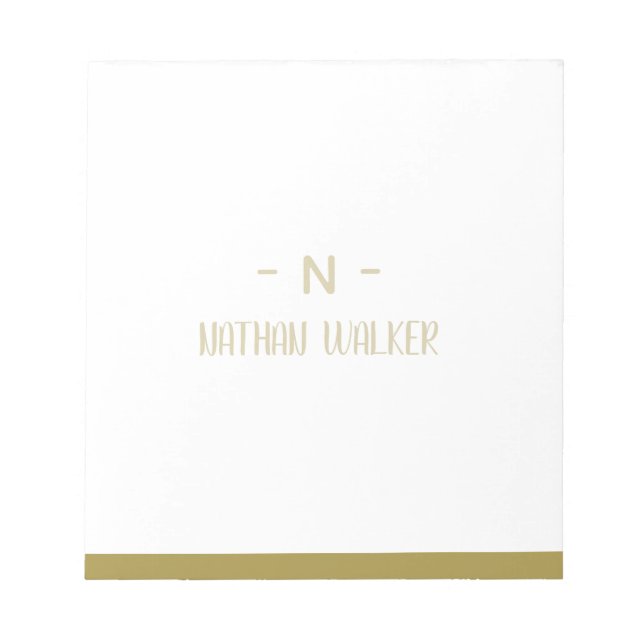 Elegant Guld & Grå Monogram I Minimalistisk Elegan Anteckningsblock (Framsida)