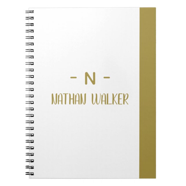 Elegant Guld & Grå Monogram I Minimalistisk Elegan Anteckningsbok (Framsidan)