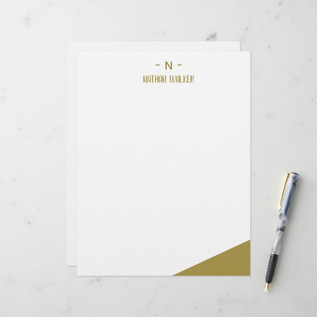 Elegant Guld & Grå Monogram I Minimalistisk Elegan Brevhuvud (Fram/Back In Situ)