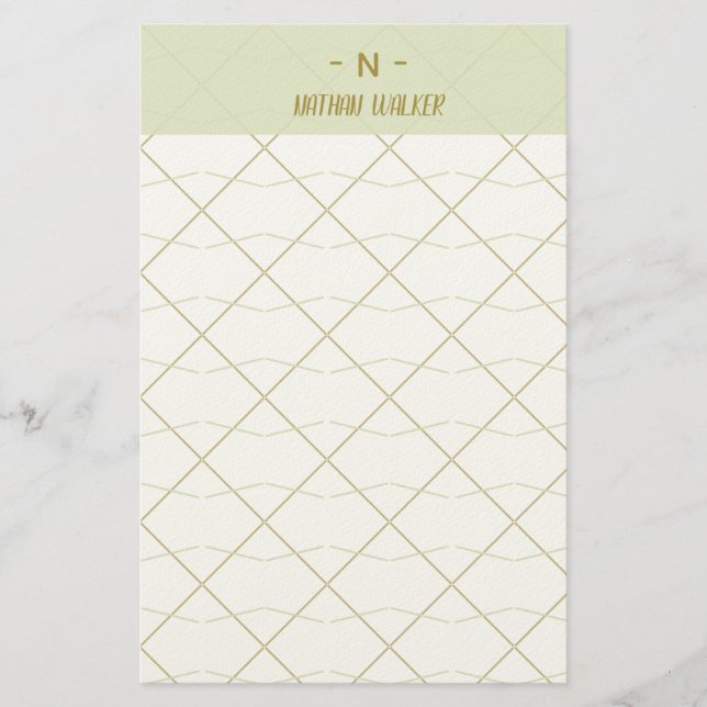 Elegant Guld & Grå Monogram I Minimalistisk Elegan Brevpapper (Framsida)