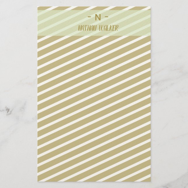 Elegant Guld & Grå Monogram I Minimalistisk Elegan Brevpapper (Framsida)